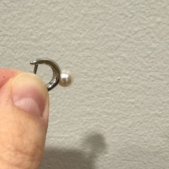 Mikimoto Akoya Cultured Pearl Hoop Earrings 18K White Gold Classic Elegance - Picture 5 of 10